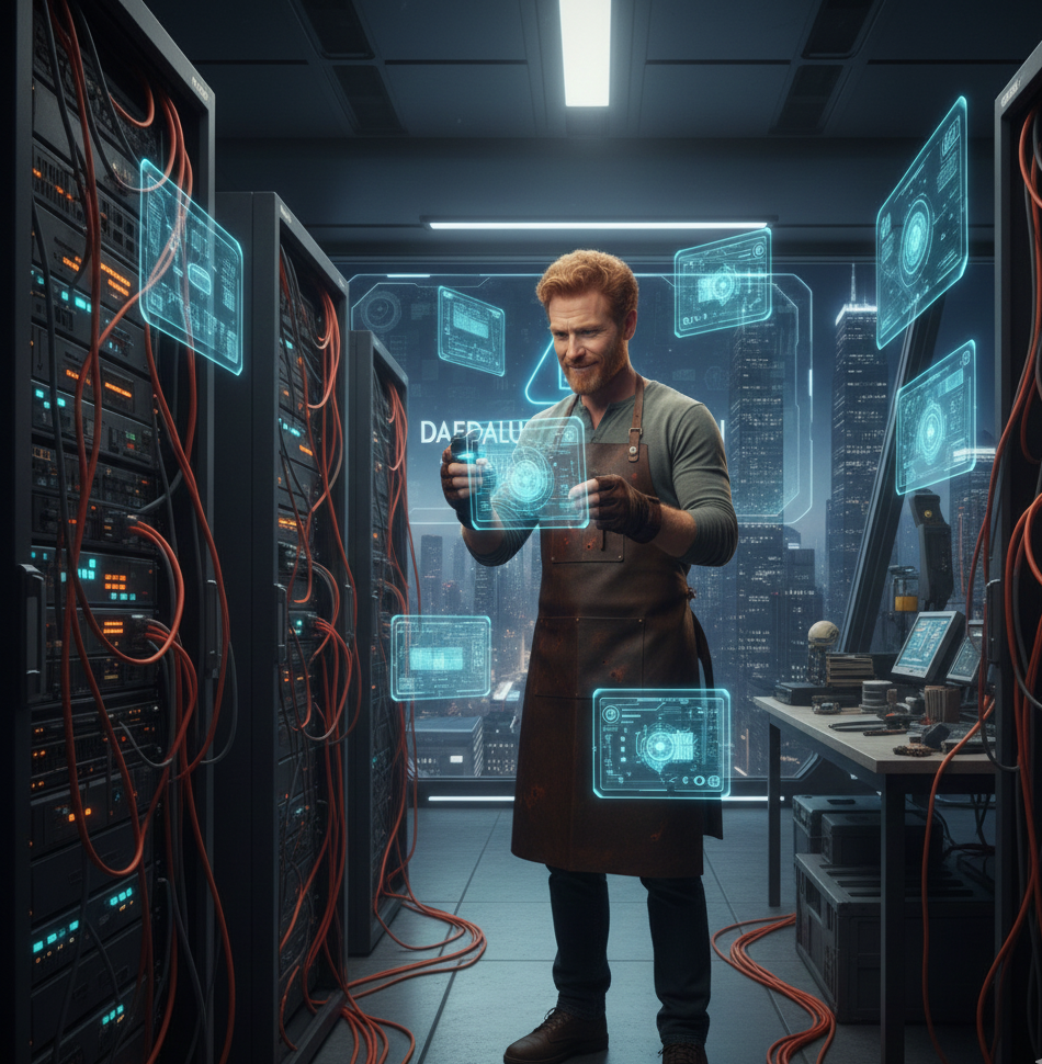 Quintus working on the old servers